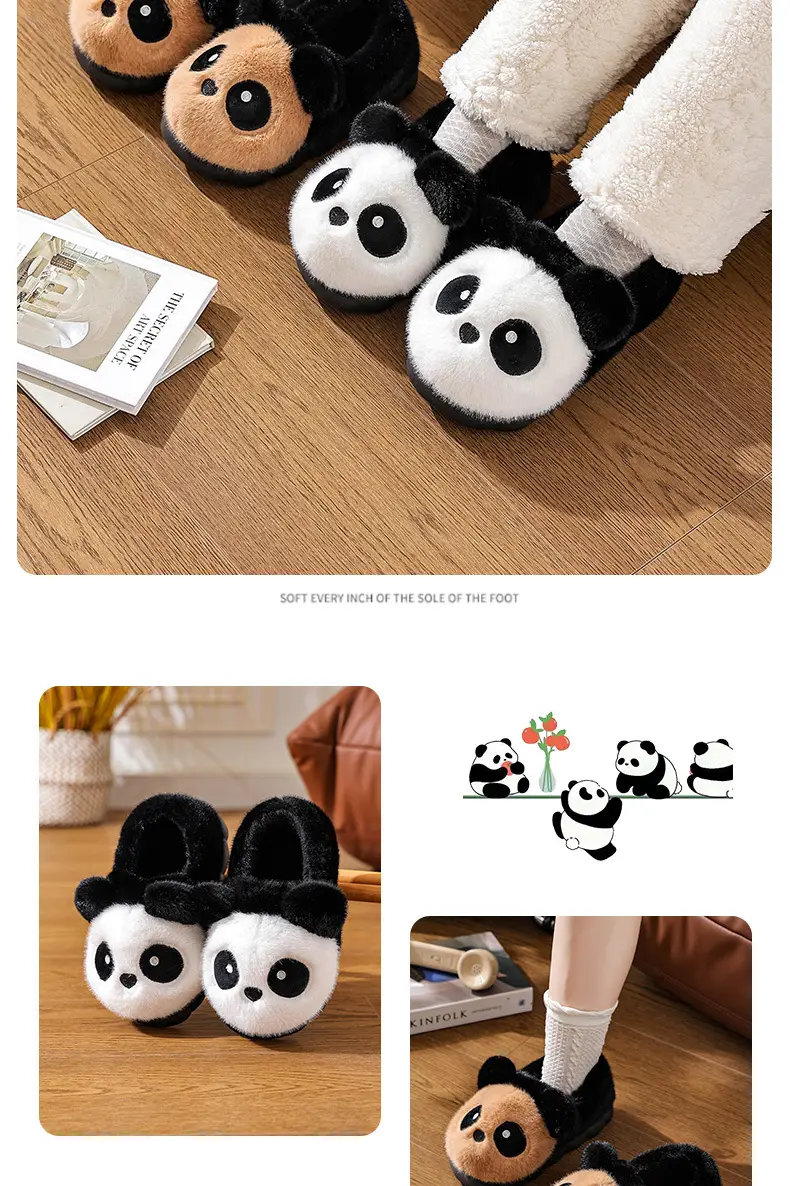 Cotton Slippers Winter Home Indoor Non-Slip Boys Thick-Soled Fleece-Lined Girls Baby Cute Family Panda Cotton Shoes Cotton Slippers — feature 14