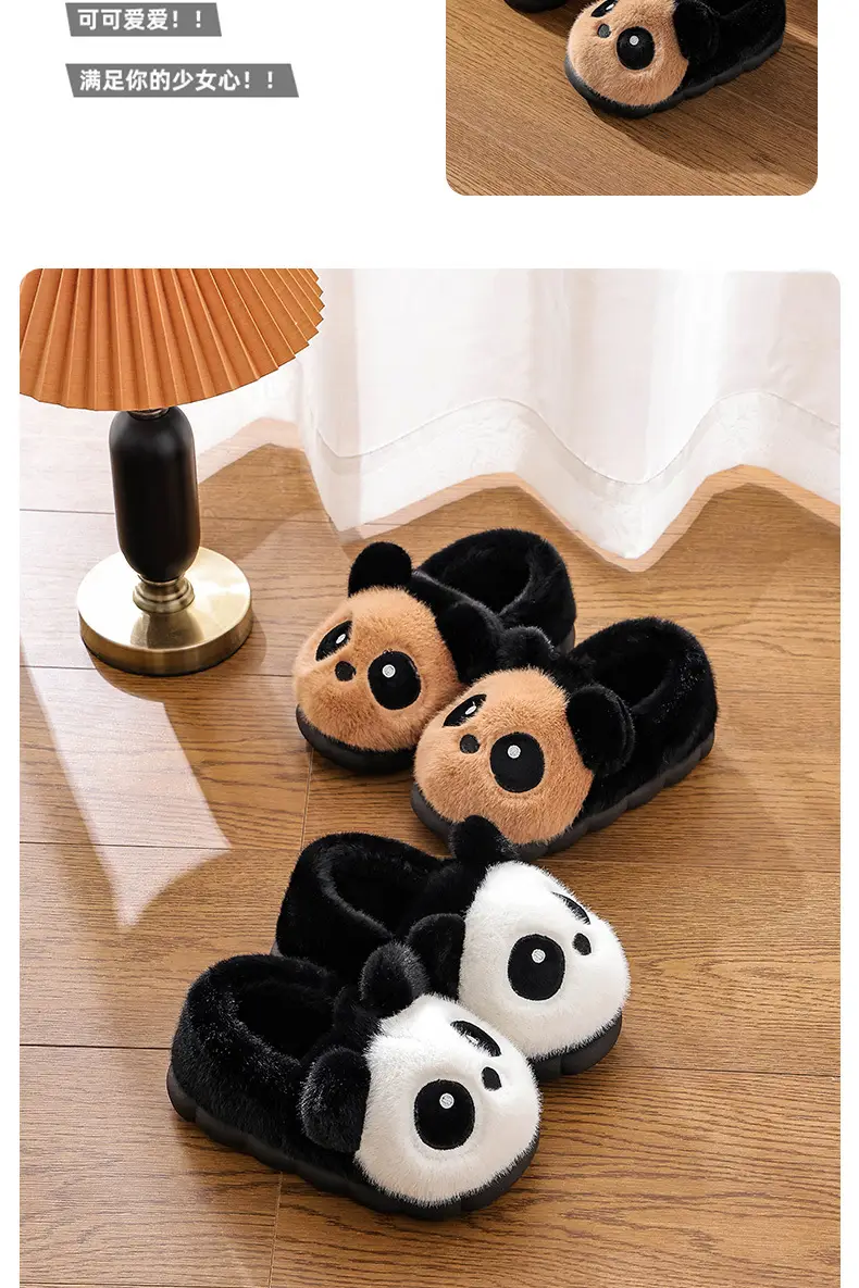 Cotton Slippers Winter Home Indoor Non-Slip Boys Thick-Soled Fleece-Lined Girls Baby Cute Family Panda Cotton Shoes Cotton Slippers — feature 15