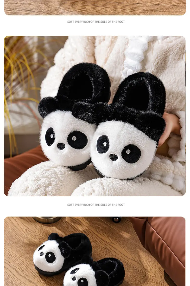 Cotton Slippers Winter Home Indoor Non-Slip Boys Thick-Soled Fleece-Lined Girls Baby Cute Family Panda Cotton Shoes Cotton Slippers — feature 16
