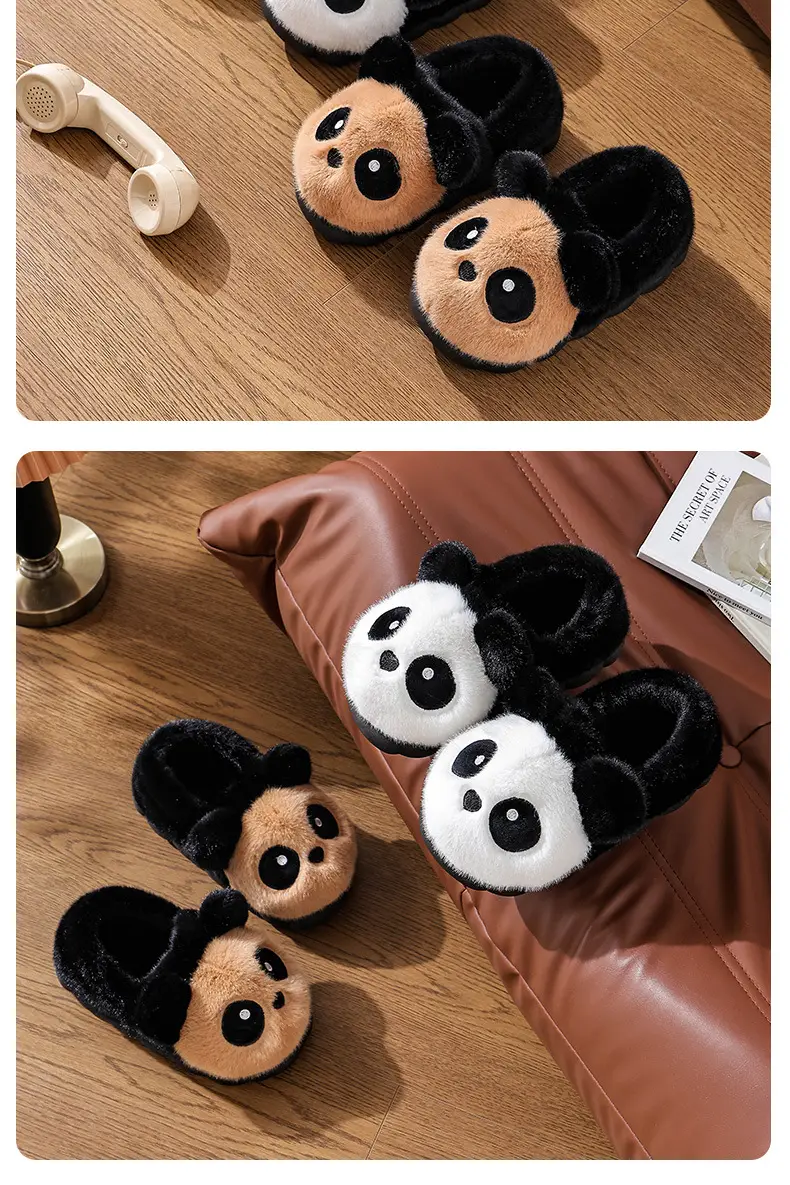 Cotton Slippers Winter Home Indoor Non-Slip Boys Thick-Soled Fleece-Lined Girls Baby Cute Family Panda Cotton Shoes Cotton Slippers — feature 17