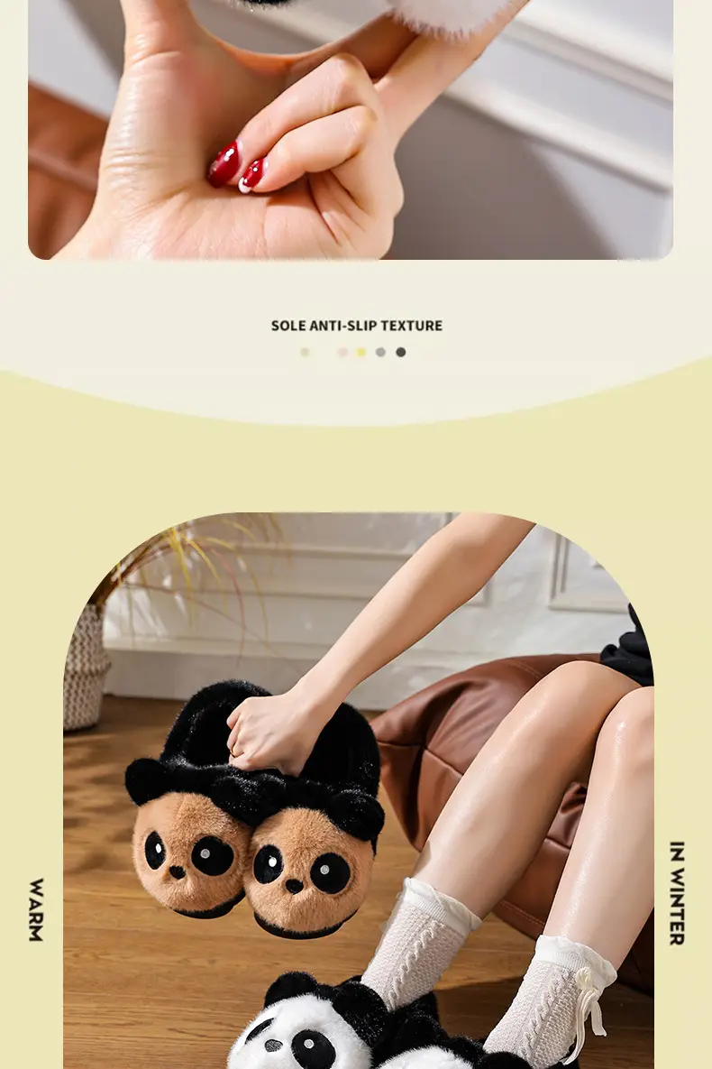 Cotton Slippers Winter Home Indoor Non-Slip Boys Thick-Soled Fleece-Lined Girls Baby Cute Family Panda Cotton Shoes Cotton Slippers — feature 9