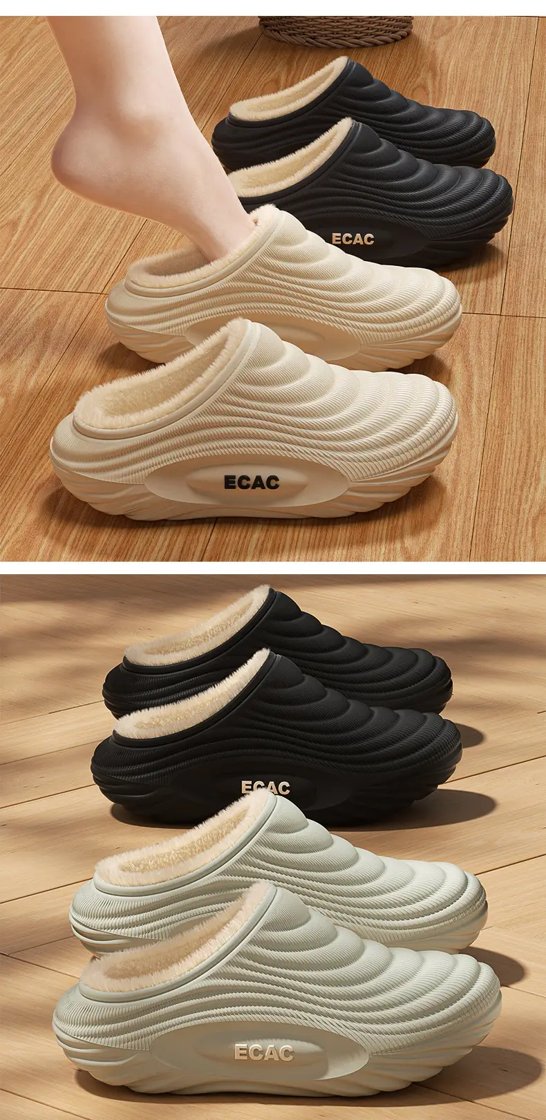Waterproof Cotton Slippers Men's Autumn and Winter 2025 New Indoor Home Non-Slip Thick Sole Warm Fleece-Lined Outer Cotton Shoes — feature 9