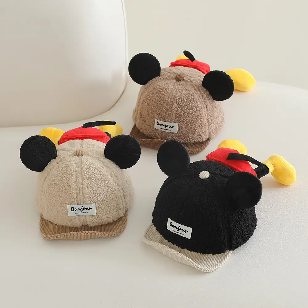 Winter Baby Duckbill Cap Red Soft Fleece Sunshade Cap — feature 7