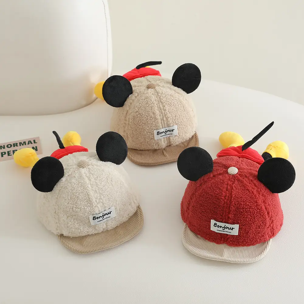 Winter Baby Duckbill Cap Red Soft Fleece Sunshade Cap — feature 8