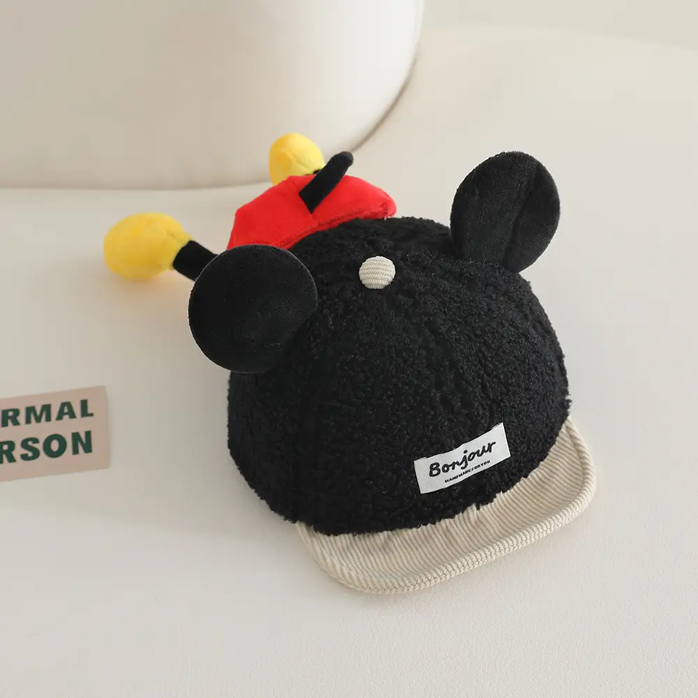 Winter Baby Duckbill Cap Red Soft Fleece Sunshade Cap - Image 4