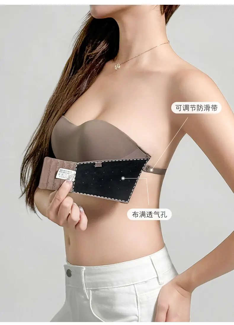 Strapless Bra for Women, Strong Anti-Slip, Push-Up for Small Busts, Seamless Invisible Backless Thin Bandeau Style Bra — feature 11