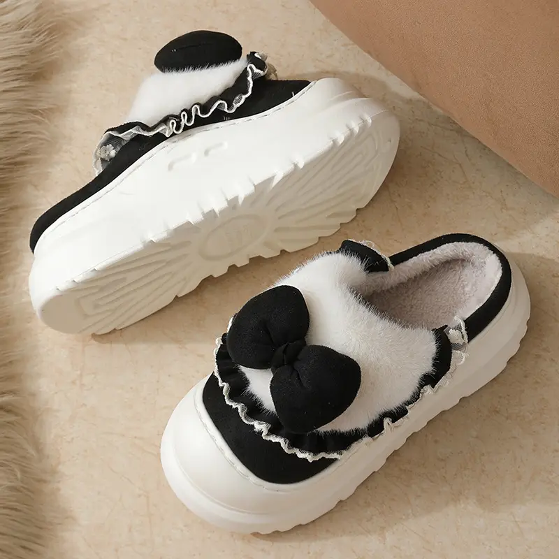 Sweet Style 2025 New Bow Cotton Slippers for Women Winter Internet Celebrity Cute Home Baotou Cotton Shoes for Home Use - Image 6