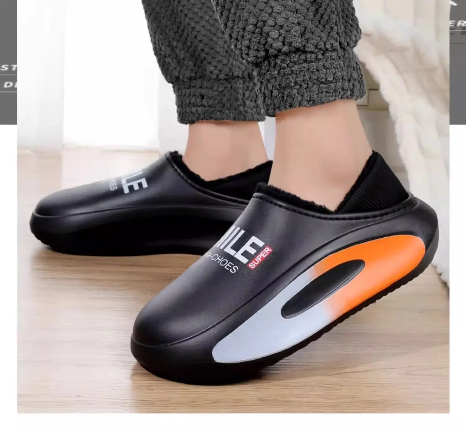 Winter Warm Cotton Slippers Black Orange 2025 — feature 15