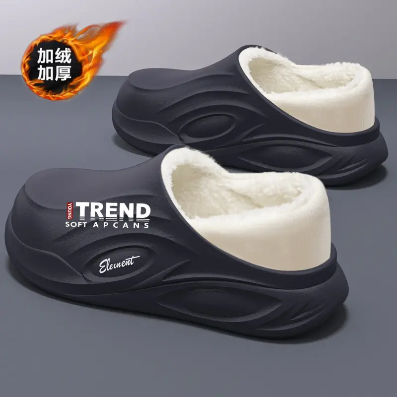 Trend Cotton Slippers Black Winter Warm Anti-Slip - Image 6