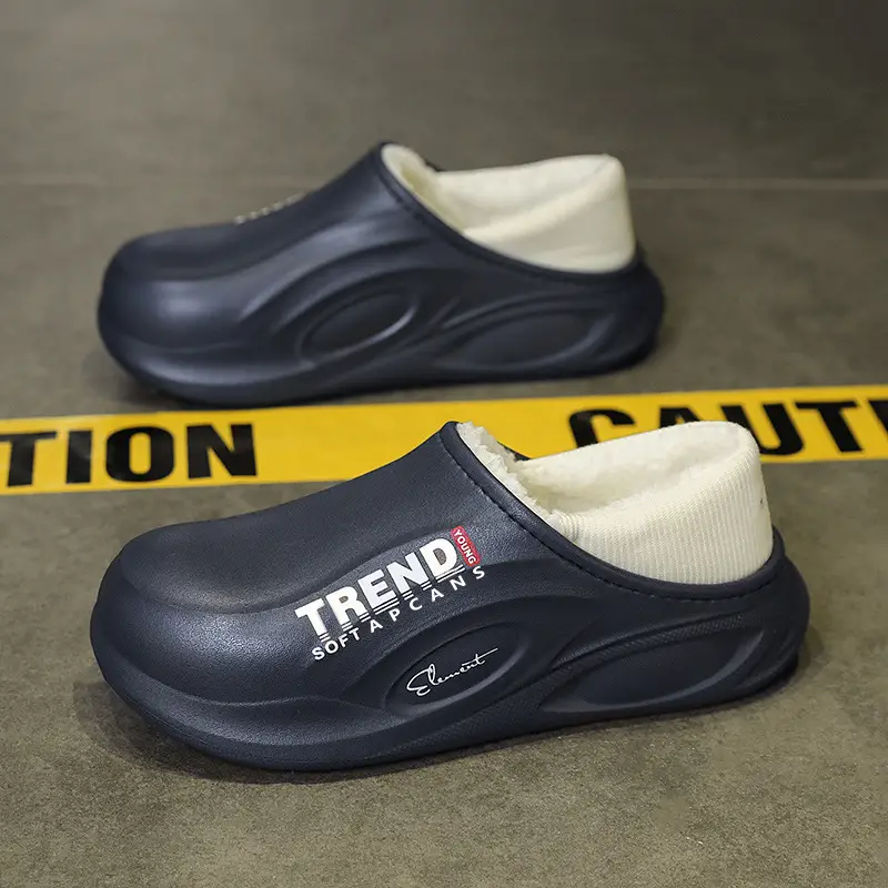 Trend Cotton Slippers Black Winter Warm Anti-Slip - Image 2