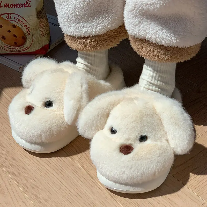 Soft Cute Puppy Cotton Slippers Home Non-Slip Furry Shoes Kidsren's Warm Family Slippers Winter Cute Kidsren's Cotton Shoes - Image 7