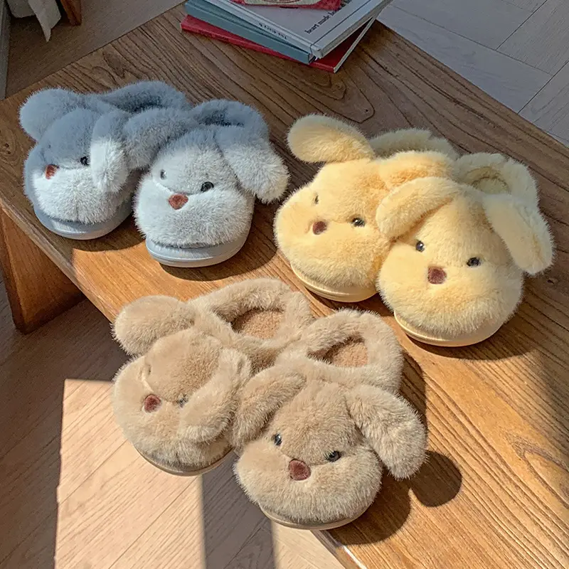 Soft Cute Puppy Cotton Slippers Home Non-Slip Furry Shoes Kidsren's Warm Family Slippers Winter Cute Kidsren's Cotton Shoes — feature 1
