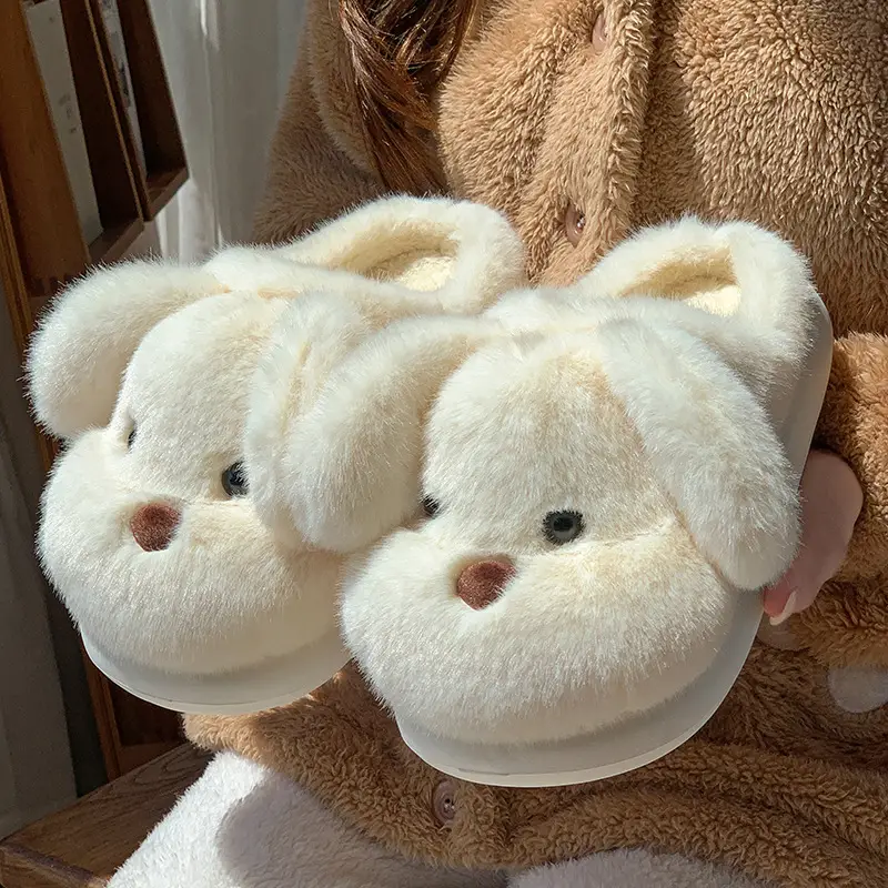 Soft Cute Puppy Cotton Slippers Home Non-Slip Furry Shoes Kidsren's Warm Family Slippers Winter Cute Kidsren's Cotton Shoes — feature 3