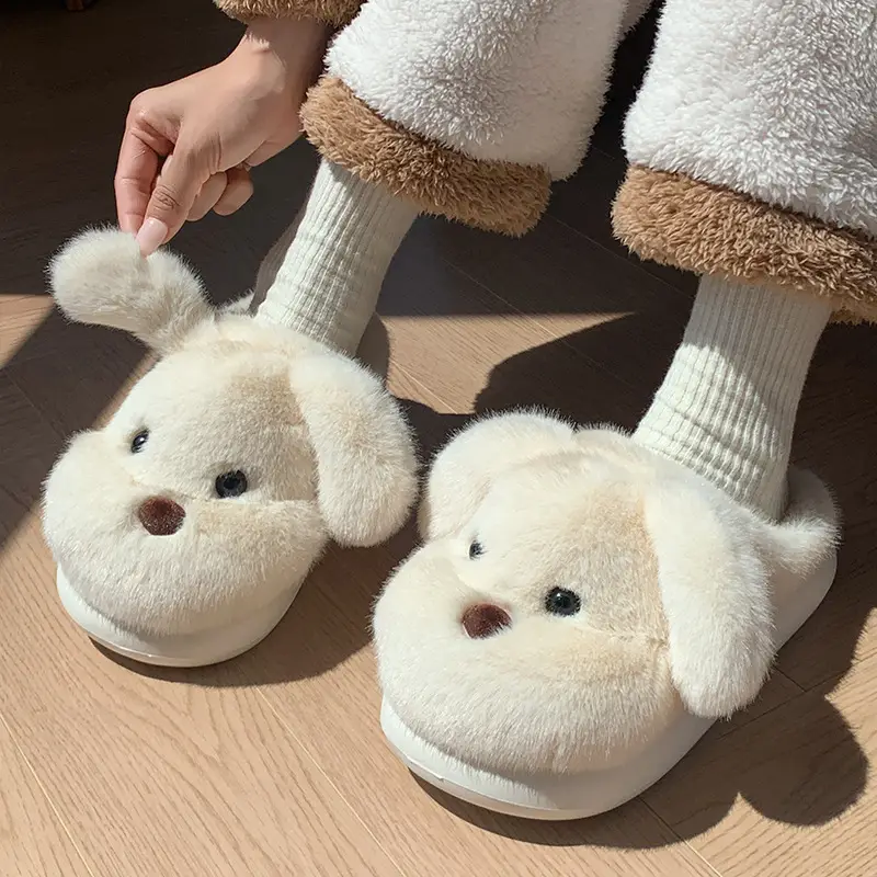 Soft Cute Puppy Cotton Slippers Home Non-Slip Furry Shoes Kidsren's Warm Family Slippers Winter Cute Kidsren's Cotton Shoes — feature 5