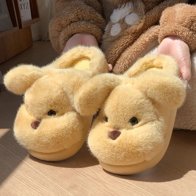 Soft Cute Puppy Cotton Slippers Home Non-Slip Furry Shoes Kidsren's Warm Family Slippers Winter Cute Kidsren's Cotton Shoes — feature 6