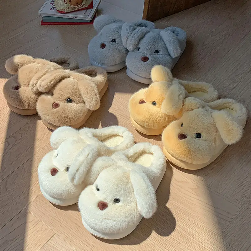 Soft Cute Puppy Cotton Slippers Home Non-Slip Furry Shoes Kidsren's Warm Family Slippers Winter Cute Kidsren's Cotton Shoes — feature 8