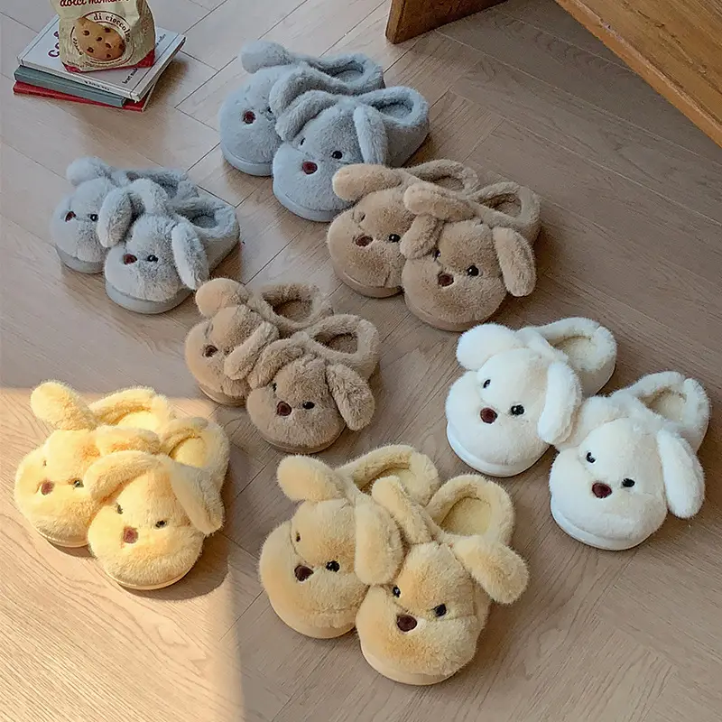 Soft Cute Puppy Cotton Slippers Home Non-Slip Furry Shoes Kidsren's Warm Family Slippers Winter Cute Kidsren's Cotton Shoes — feature 9