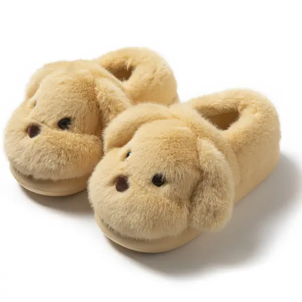 Soft Cute Puppy Cotton Slippers Home Non-Slip Furry Shoes Kidsren's Warm Family Slippers Winter Cute Kidsren's Cotton Shoes - Image 5