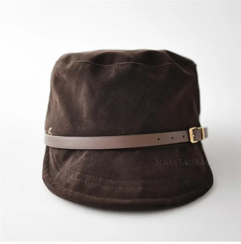 Black Suede Peaked Cap for Women with Buckle — feature 9