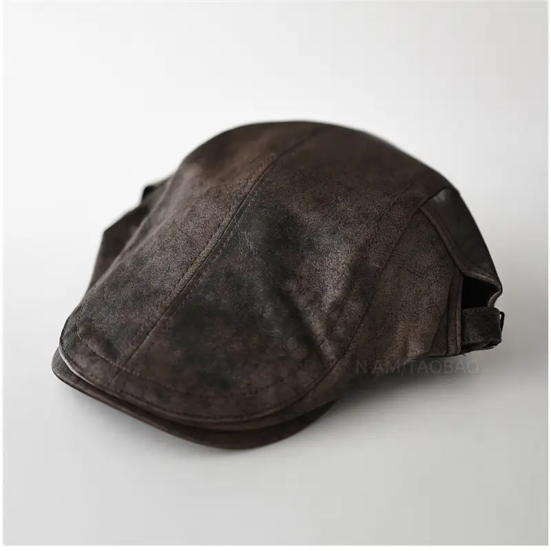 Black Leather Forward Cap for Men Women Casual Sunshade Baseball Cap - Image 8