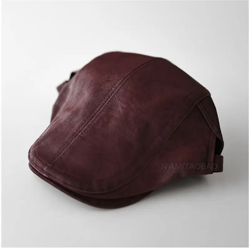 Black Leather Forward Cap for Men Women Casual Sunshade Baseball Cap - Image 11