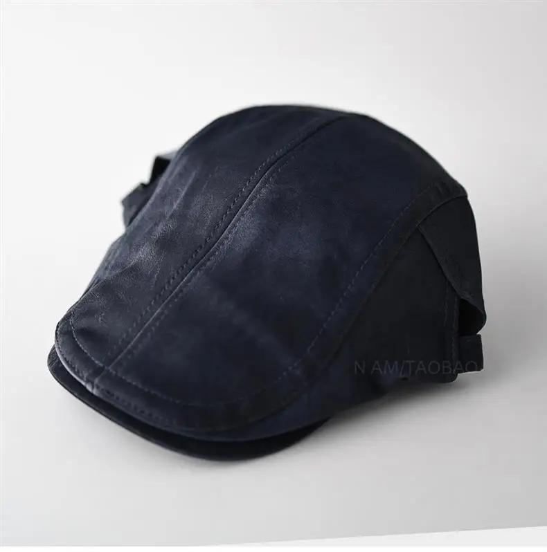 Black Leather Forward Cap for Men Women Casual Sunshade Baseball Cap — feature 3