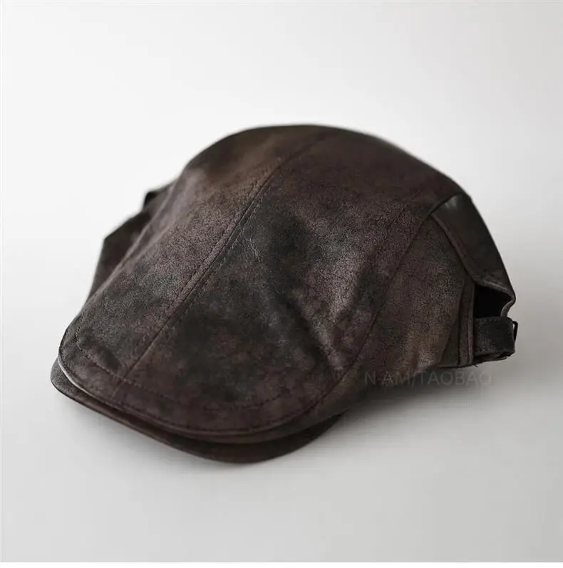 Black Leather Forward Cap for Men Women Casual Sunshade Baseball Cap — feature 4