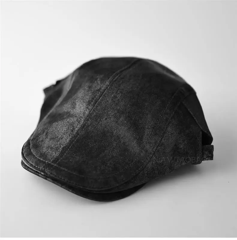 Black Leather Forward Cap for Men Women Casual Sunshade Baseball Cap — feature 6