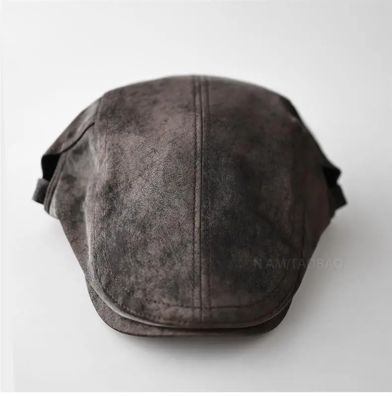 Black Leather Forward Cap for Men Women Casual Sunshade Baseball Cap — feature 8