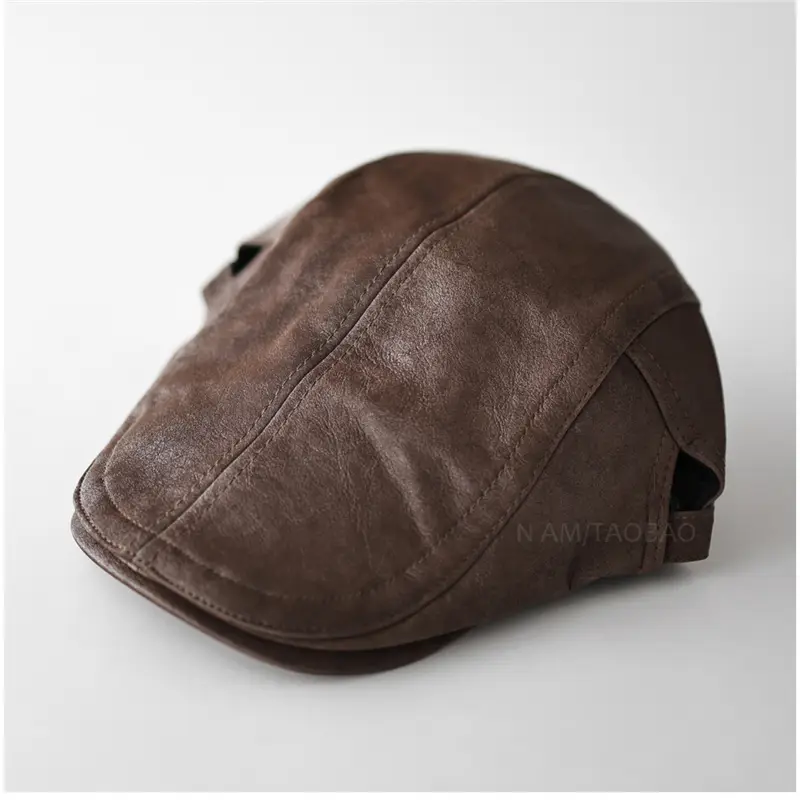 Black Leather Forward Cap for Men Women Casual Sunshade Baseball Cap - Image 2