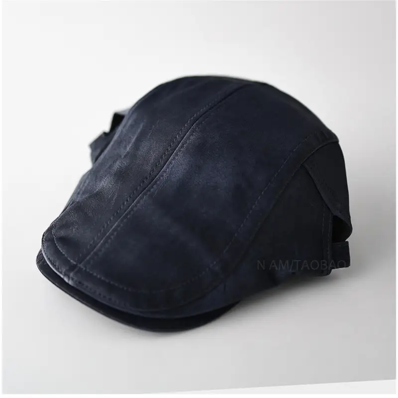 Black Leather Forward Cap for Men Women Casual Sunshade Baseball Cap - Image 4