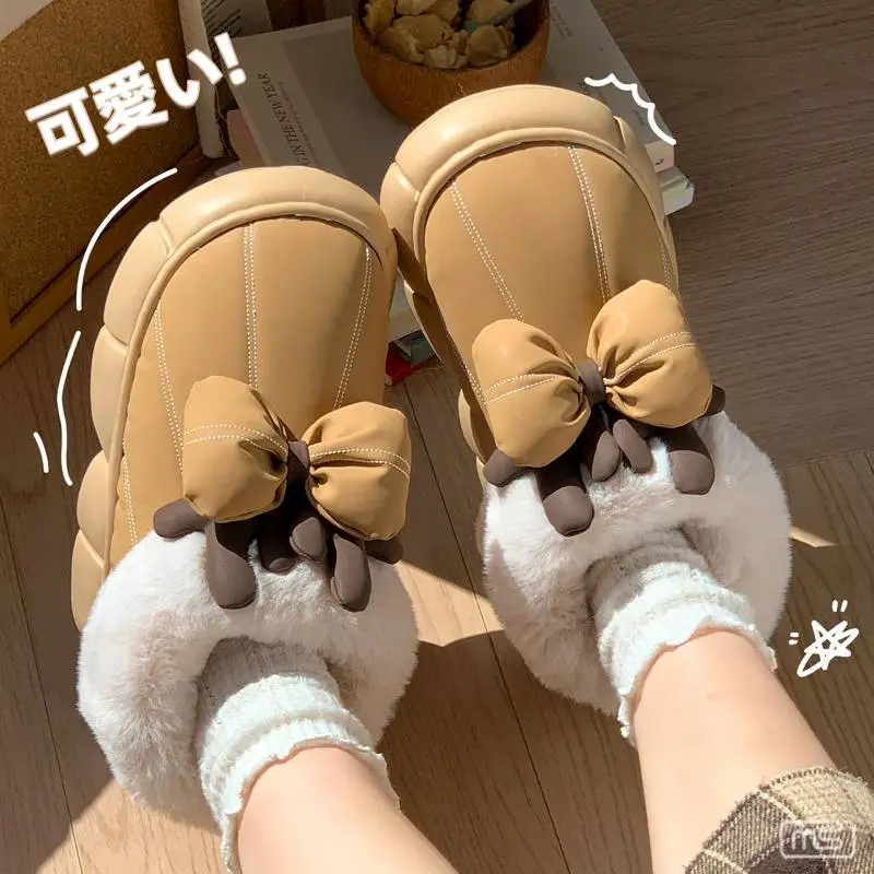 2025 New Warm and Comfortable Home and Outdoor Wear Thick-Soled Plush Antler Cotton Shoes - Image 5