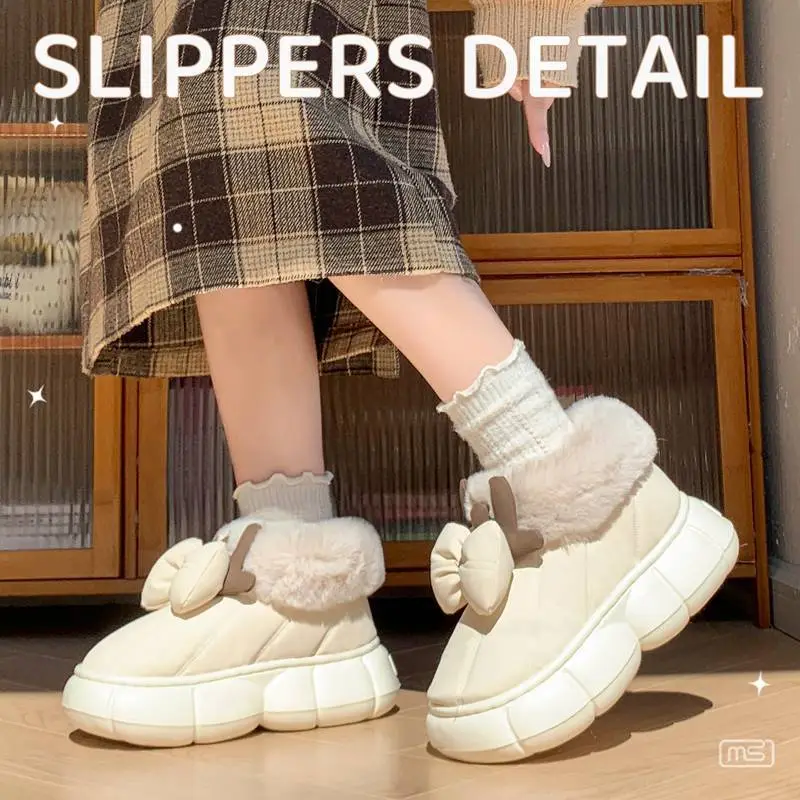 2025 New Warm and Comfortable Home and Outdoor Wear Thick-Soled Plush Antler Cotton Shoes - Image 6