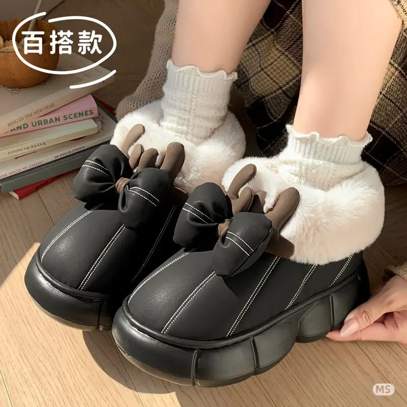 2025 New Warm and Comfortable Home and Outdoor Wear Thick-Soled Plush Antler Cotton Shoes - Image 7