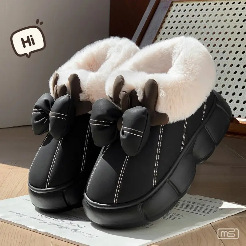 2025 New Warm and Comfortable Home and Outdoor Wear Thick-Soled Plush Antler Cotton Shoes - Image 3