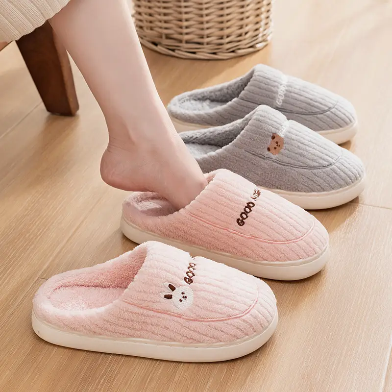 Women Winter Stuffed Cotton Slippers Beige 2024 - Image 24