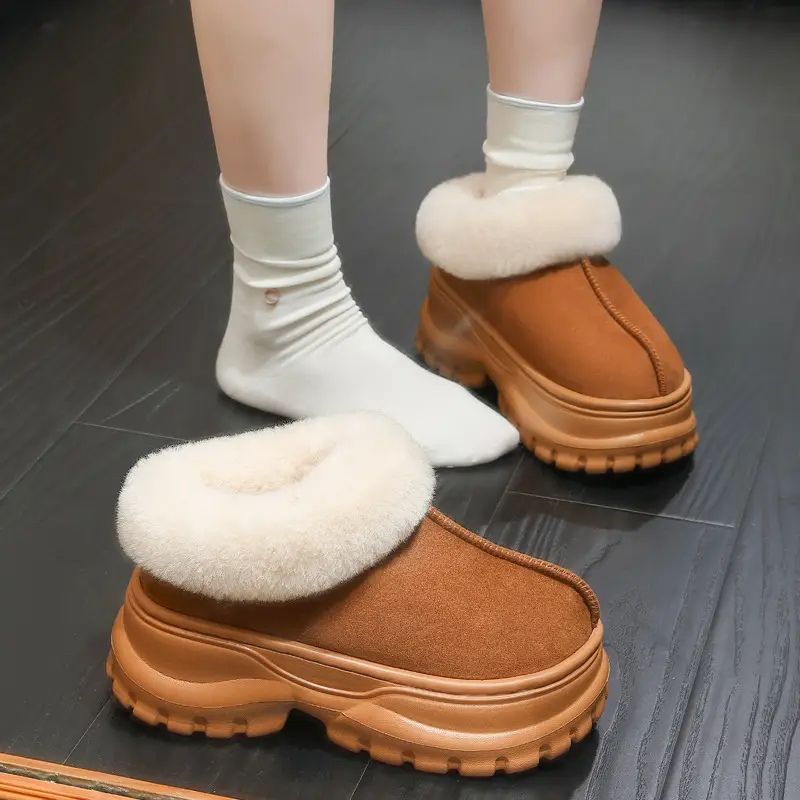 High-Top Cotton Slippers for Women, Winter 2025 New Style, Indoor and Outdoor, Warm, Plush, Thickened Large Cotton Shoes - Image 5