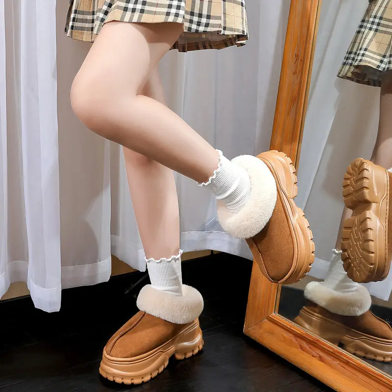 High-Top Cotton Slippers for Women, Winter 2025 New Style, Indoor and Outdoor, Warm, Plush, Thickened Large Cotton Shoes - Image 6