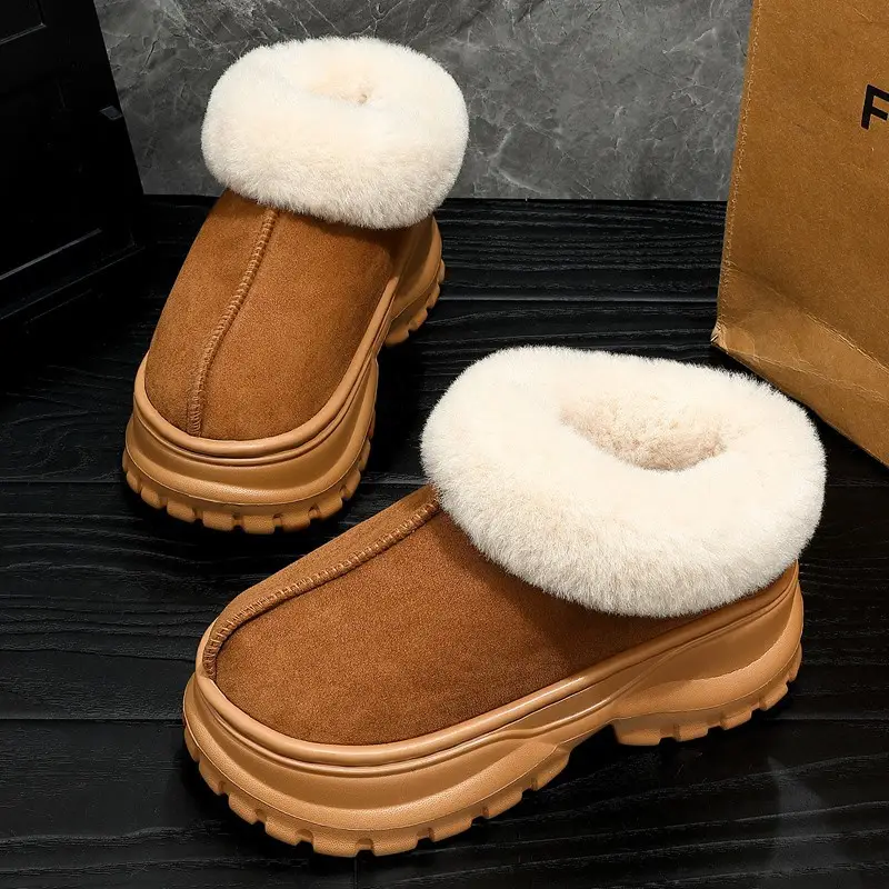 High-Top Cotton Slippers for Women, Winter 2025 New Style, Indoor and Outdoor, Warm, Plush, Thickened Large Cotton Shoes - Image 7