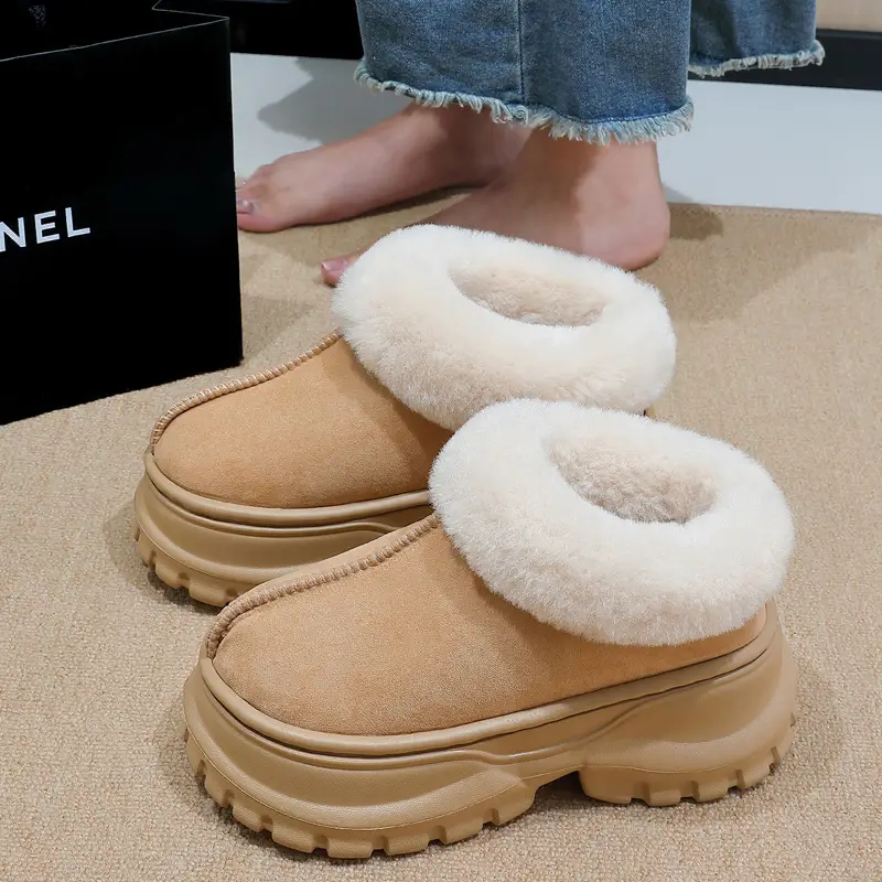 High-Top Cotton Slippers for Women, Winter 2025 New Style, Indoor and Outdoor, Warm, Plush, Thickened Large Cotton Shoes - Image 2