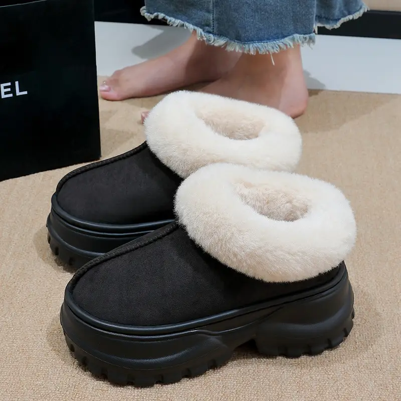 High-Top Cotton Slippers for Women, Winter 2025 New Style, Indoor and Outdoor, Warm, Plush, Thickened Large Cotton Shoes - Image 3