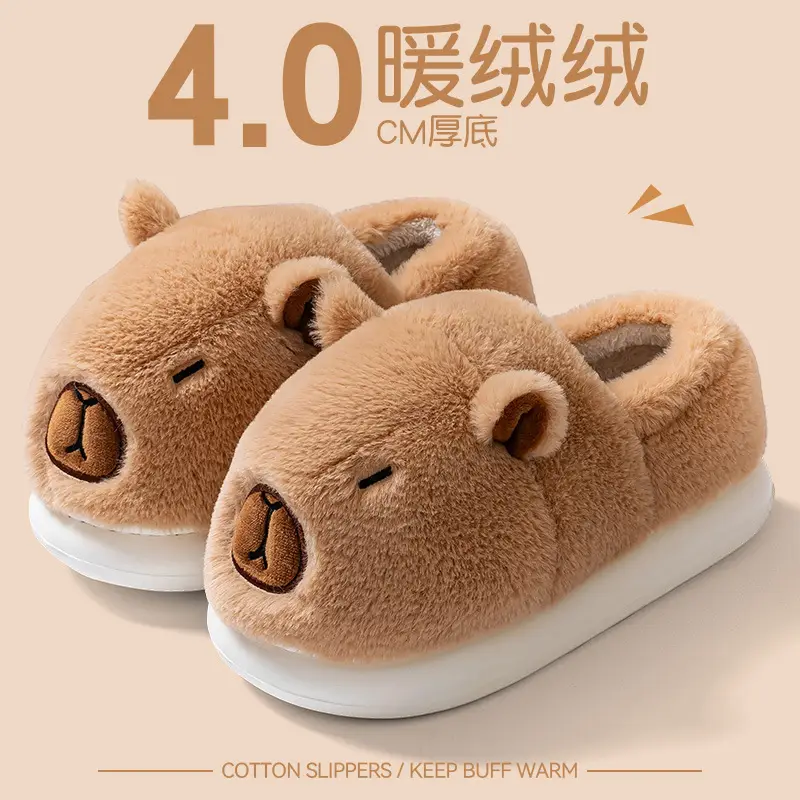 Velcro Bear Slippers Women Warm Cotton 2025