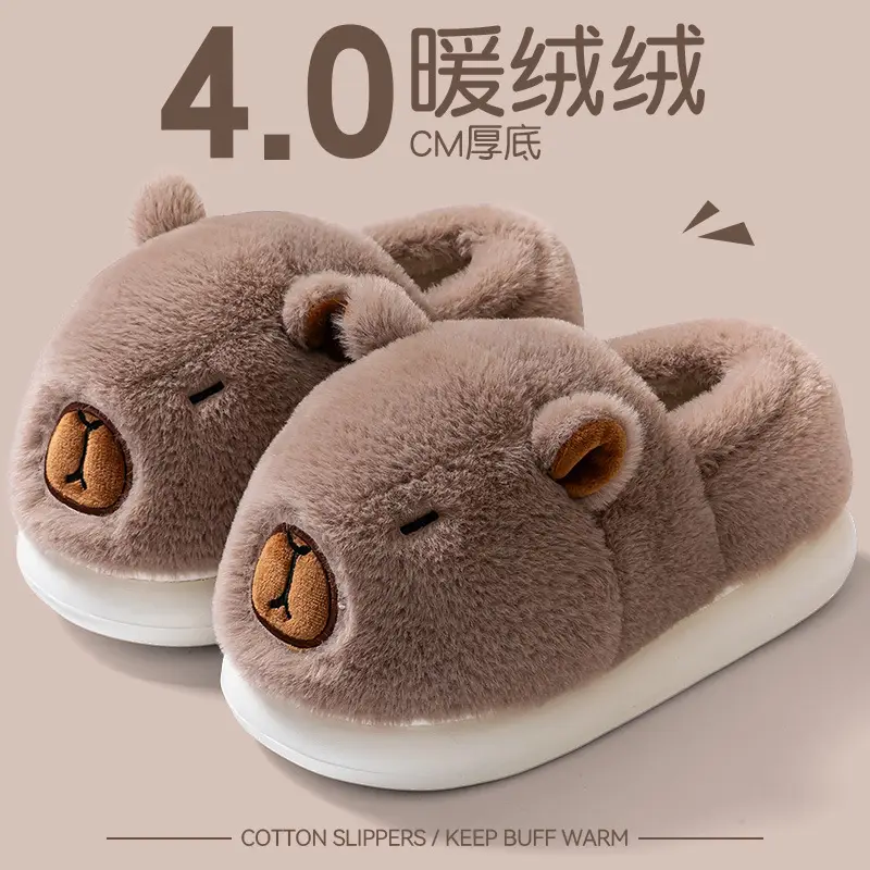 Velcro Bear Slippers Women Warm Cotton 2025