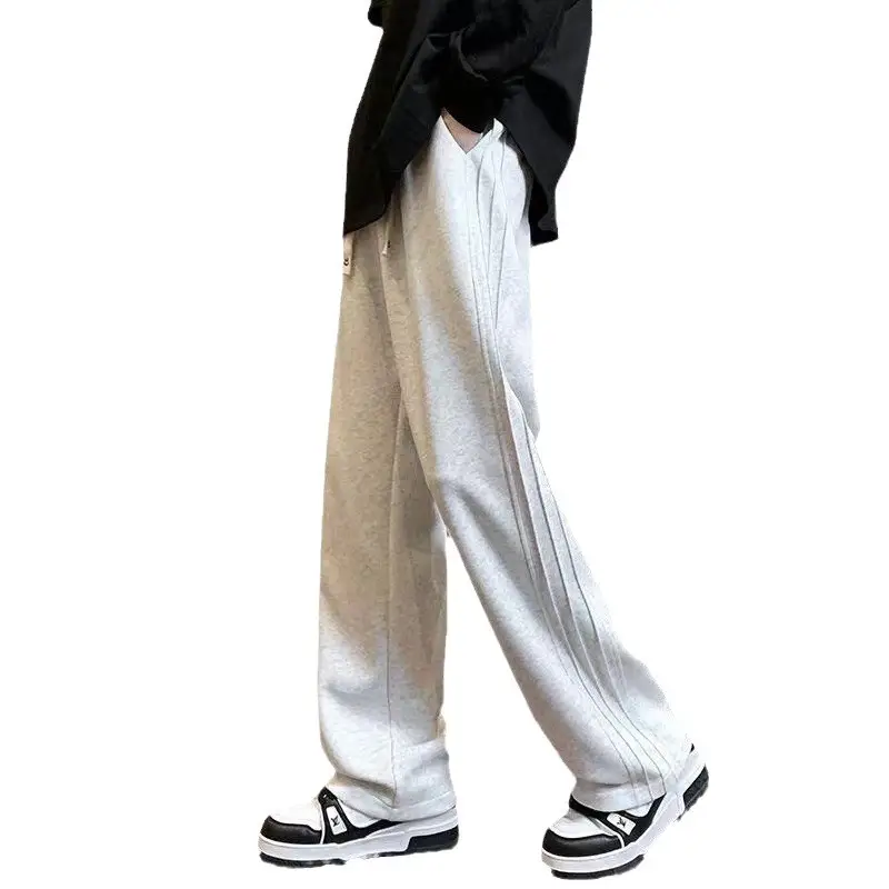 Autumn and Winter New Trendy Heavy Men's Sweatpants Wide-Leg Sports Pants Loose Versatile Straight Fleece Casual