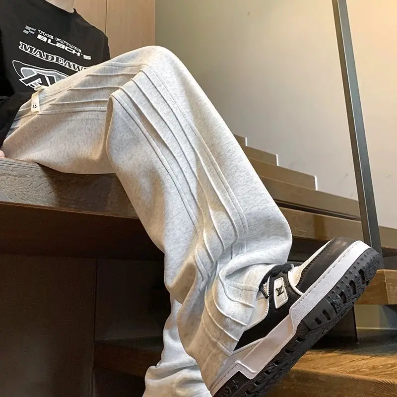 Autumn and Winter New Trendy Heavy Men's Sweatpants Wide-Leg Sports Pants Loose Versatile Straight Fleece Casual — feature 11