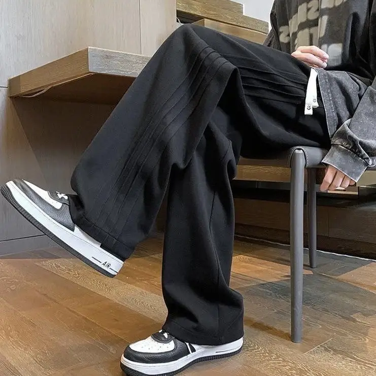 Autumn and Winter New Trendy Heavy Men's Sweatpants Wide-Leg Sports Pants Loose Versatile Straight Fleece Casual — feature 13