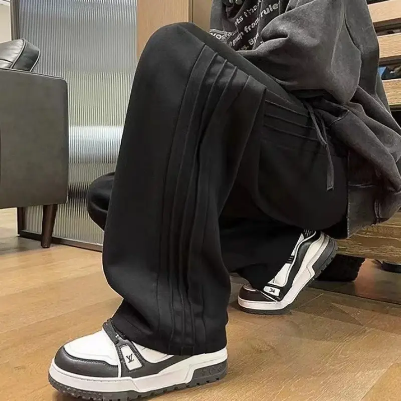 Autumn and Winter New Trendy Heavy Men's Sweatpants Wide-Leg Sports Pants Loose Versatile Straight Fleece Casual — feature 16