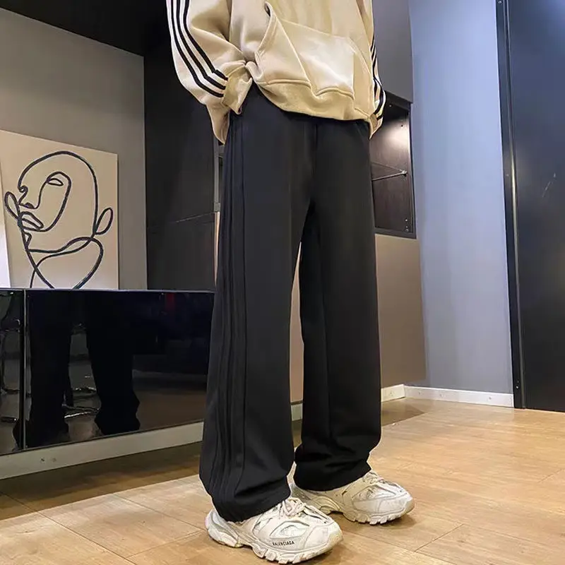 Autumn and Winter New Trendy Heavy Men's Sweatpants Wide-Leg Sports Pants Loose Versatile Straight Fleece Casual — feature 18