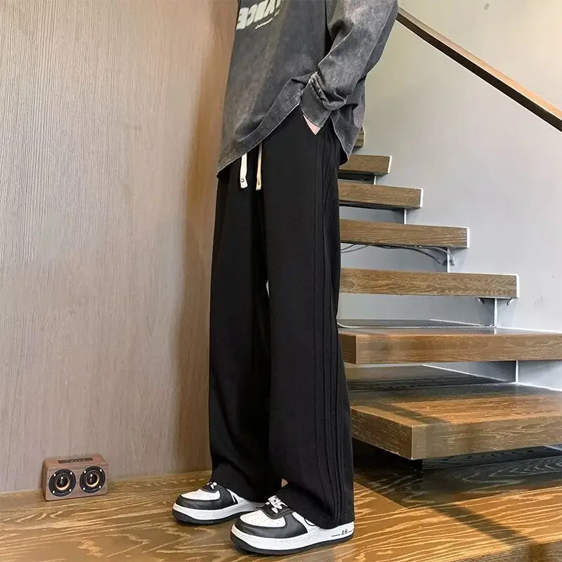 Autumn and Winter New Trendy Heavy Men's Sweatpants Wide-Leg Sports Pants Loose Versatile Straight Fleece Casual — feature 5