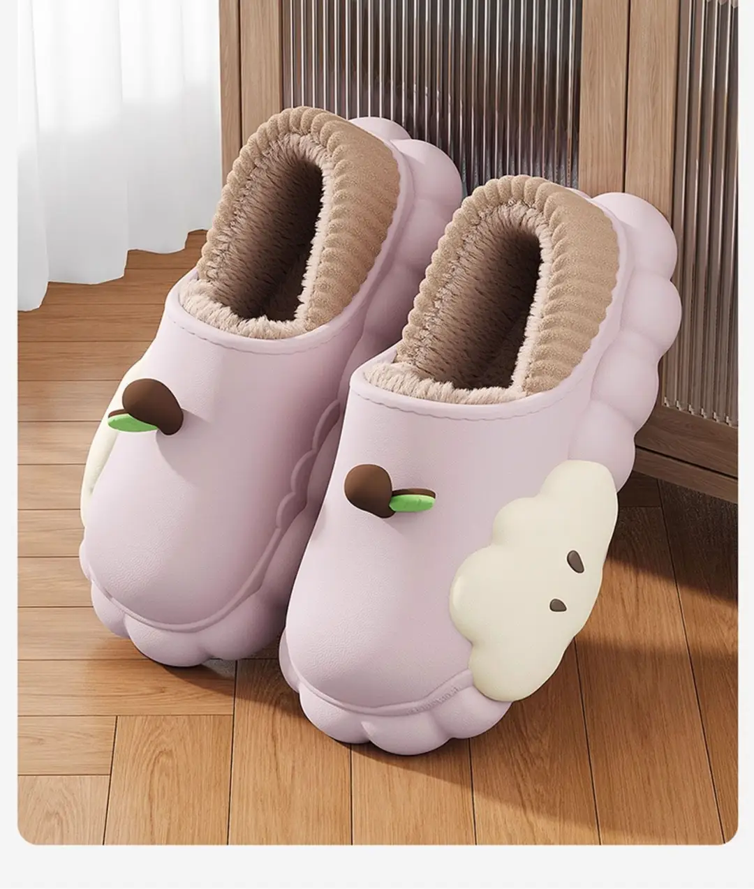 Cartoon Waterproof Cotton Slippers for Women 2025 New Autumn and Winter Non-Slip Warm Fleece-Lined Cute Cotton Slippers for Women to Wear Outside — feature 5